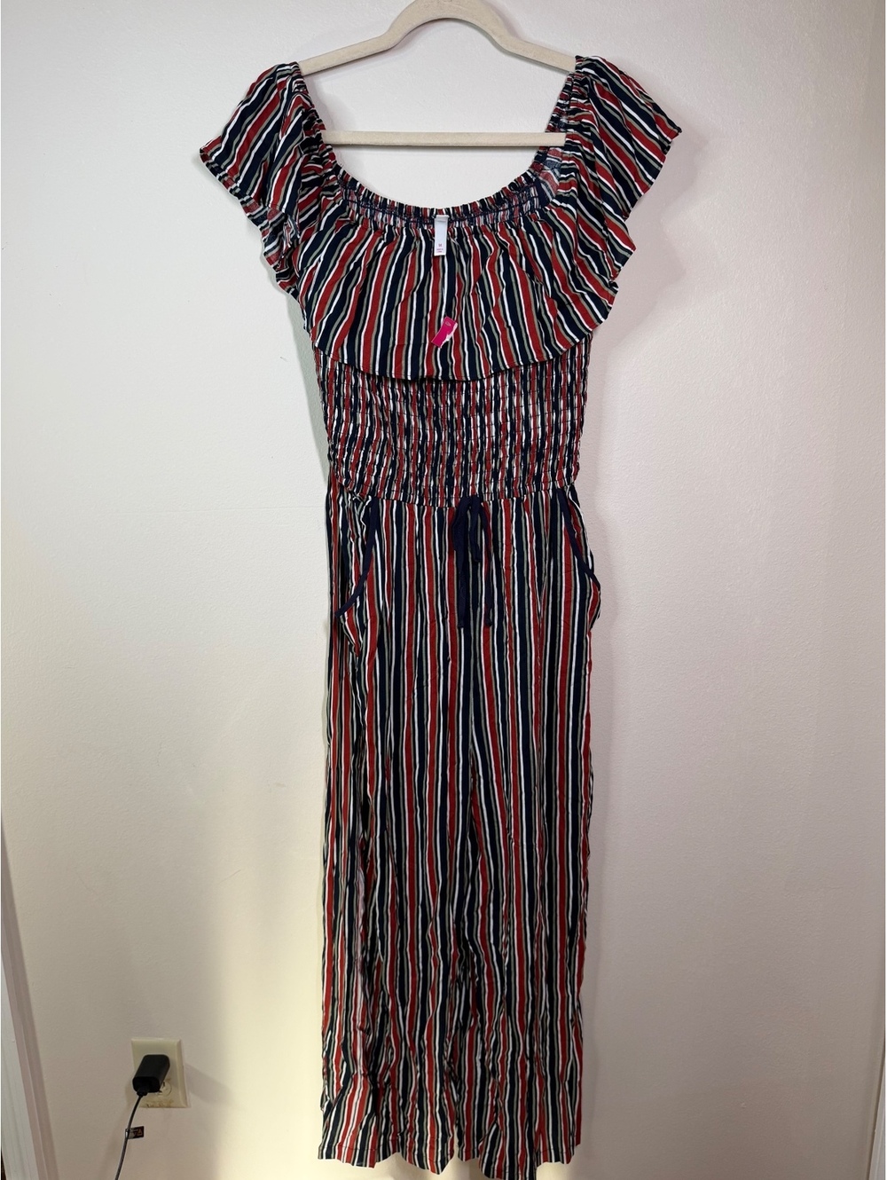 NWT Xhilaration Women's Off-Shoulder Striped Jumpsuit Medium